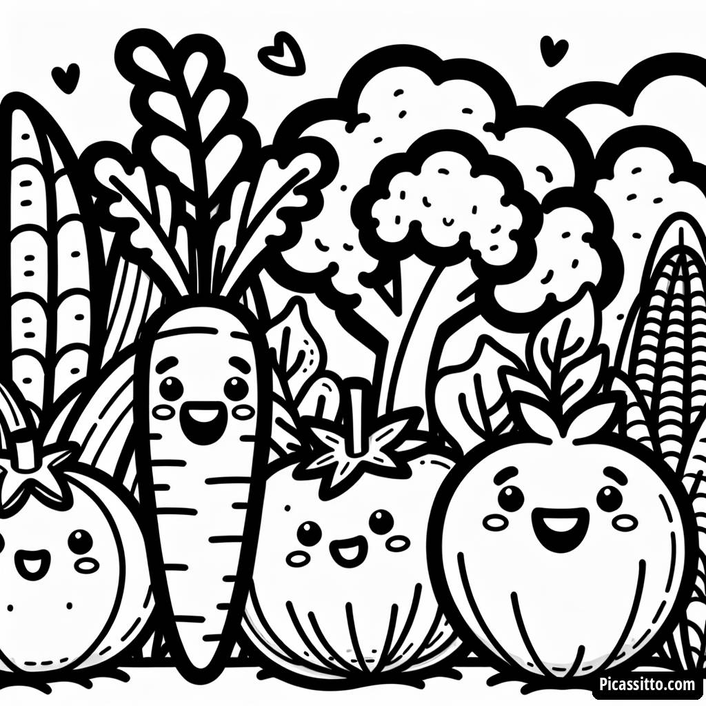 Fröhliche Gemüsegarten Ausmalbild
