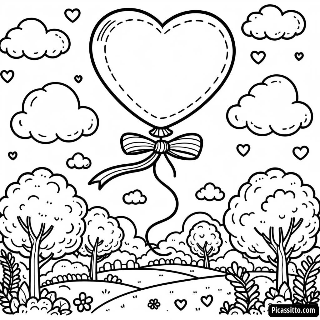 Раскраска с Сердцевидным Шариком