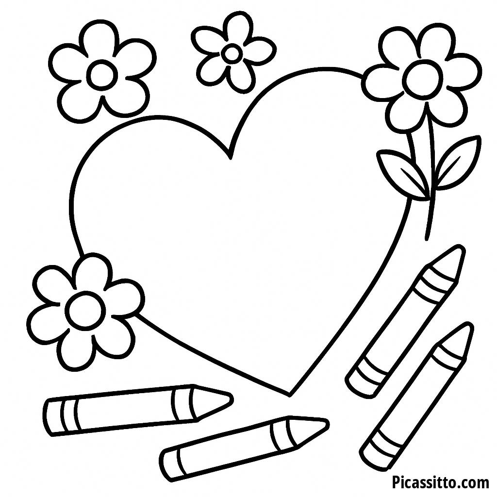 Página para Colorear de Tarjeta en Forma de Corazón