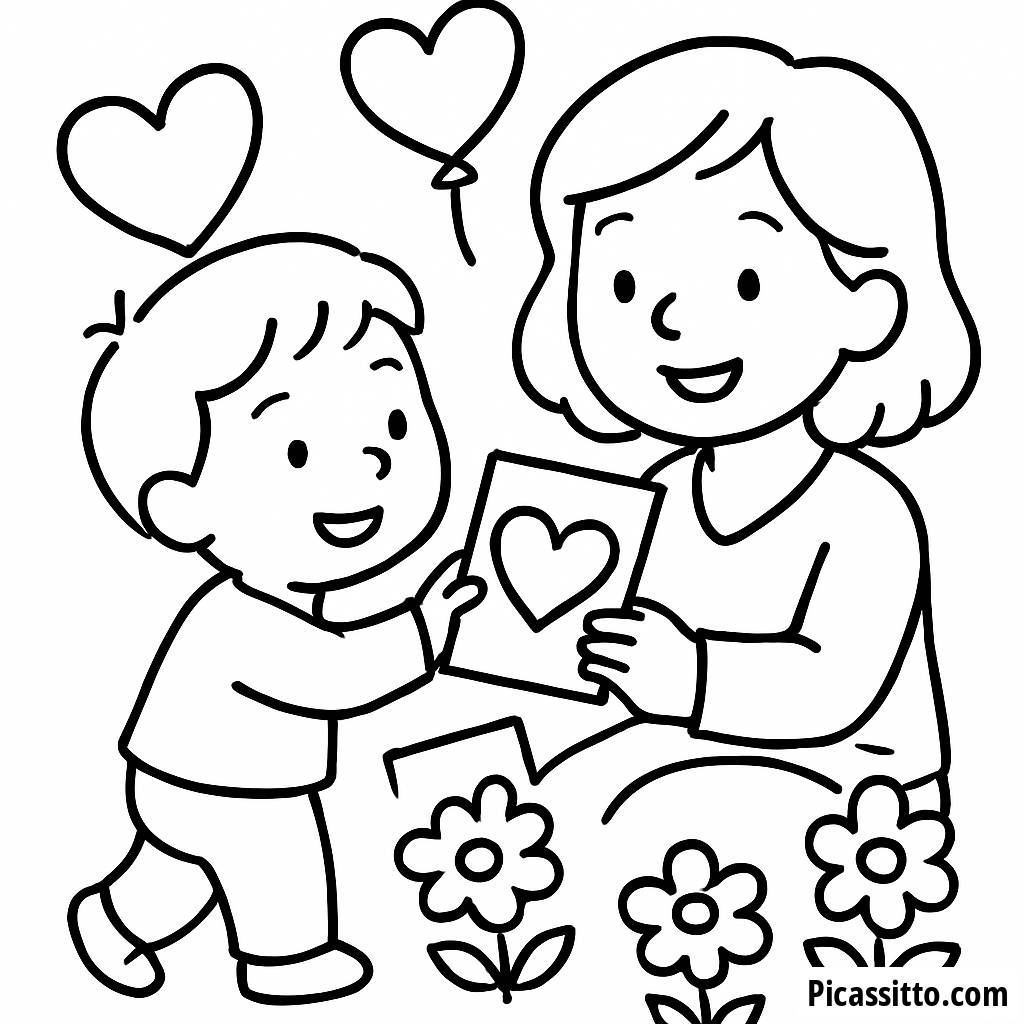 Página para Colorir do Dia das Mães com Amor