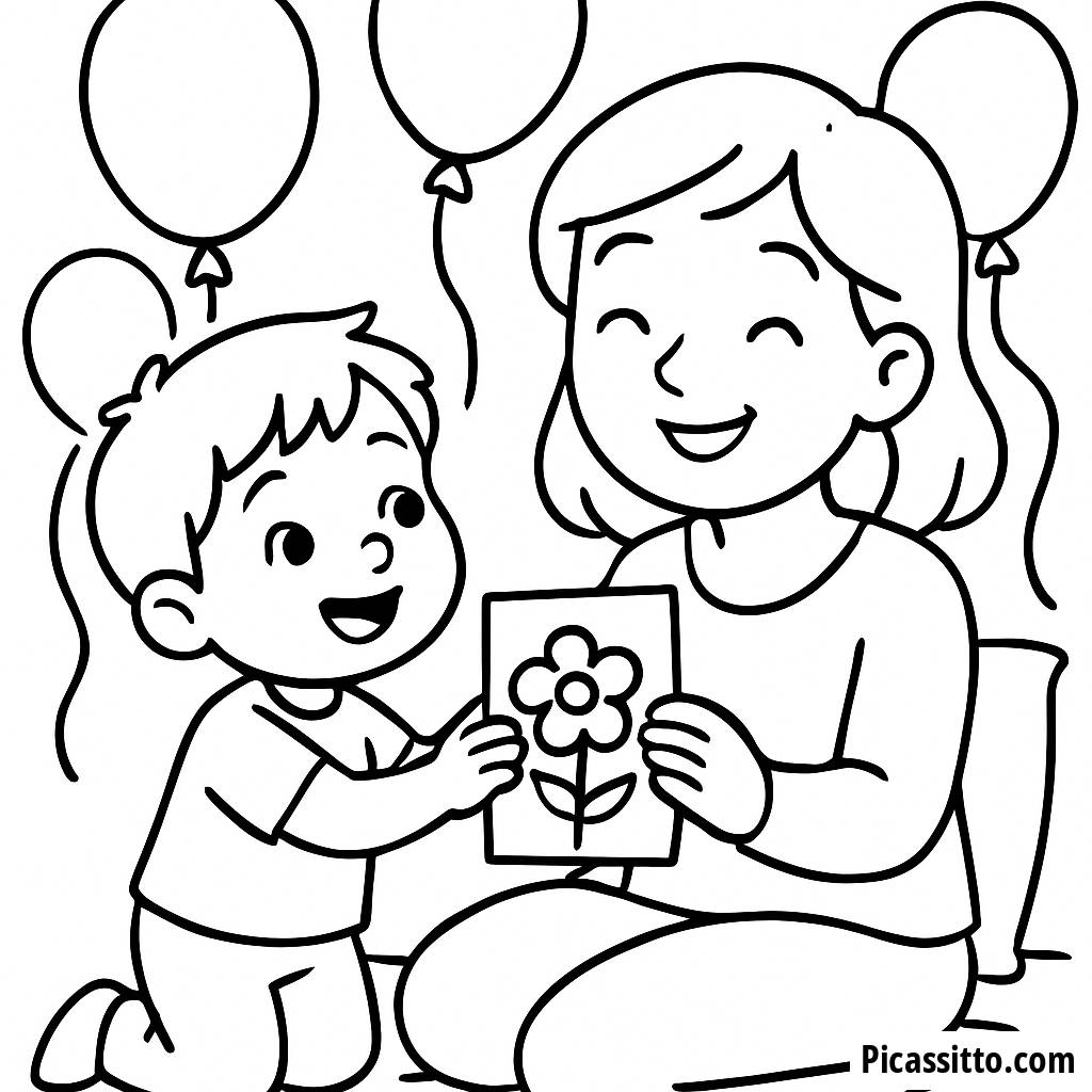 Pagina da Colorare Affettuosa per la Festa della Mamma