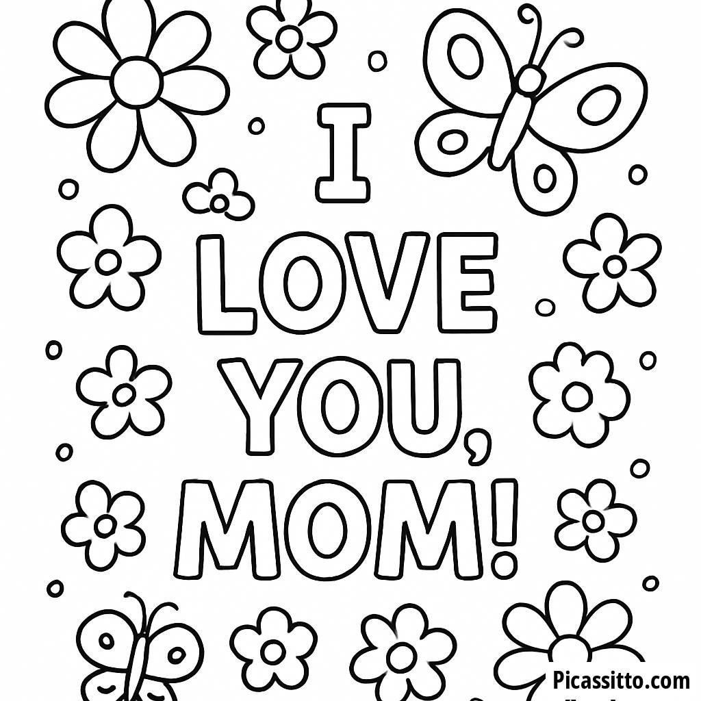 I Love You, Mom! Coloring Page