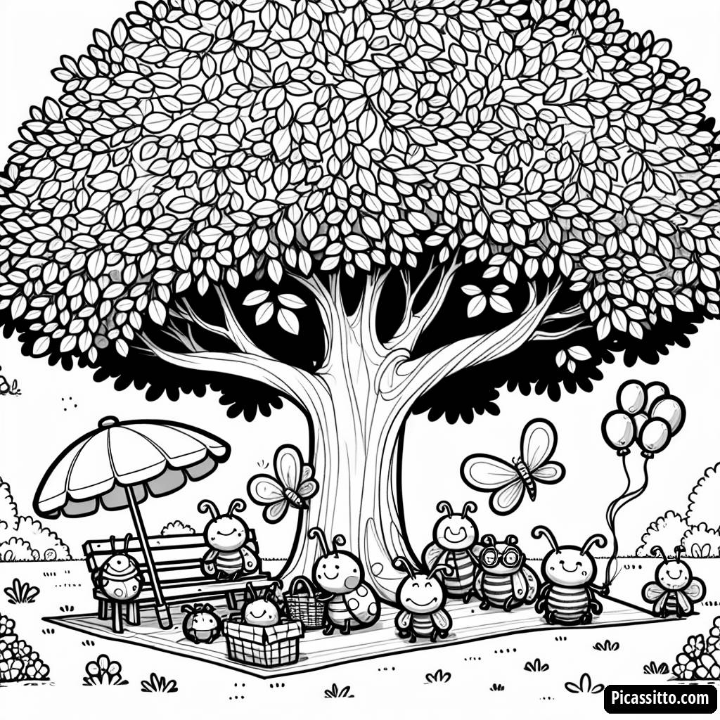 Раскраска: Пикник Насекомых