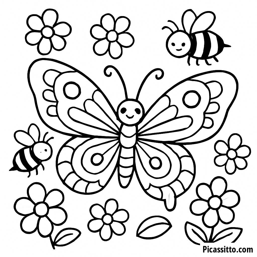 Pagina da Colorare di Farfalla Intricata