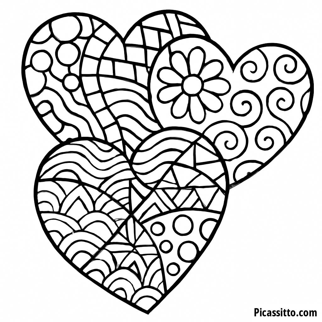 Intrikate Verflochtene Herzen Ausmalbild