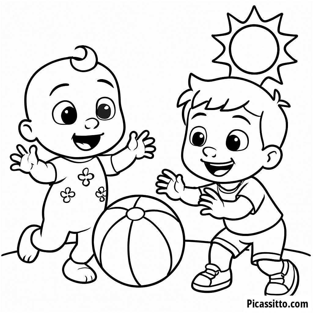 JJ and TomTom's Fun Beach Ball Coloring Page