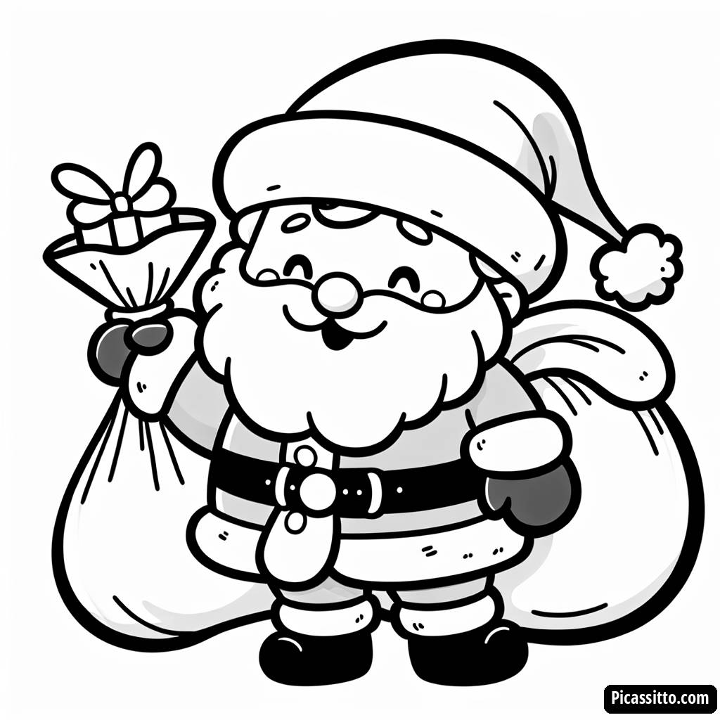 Pagina da Colorare di Babbo Natale Allegro