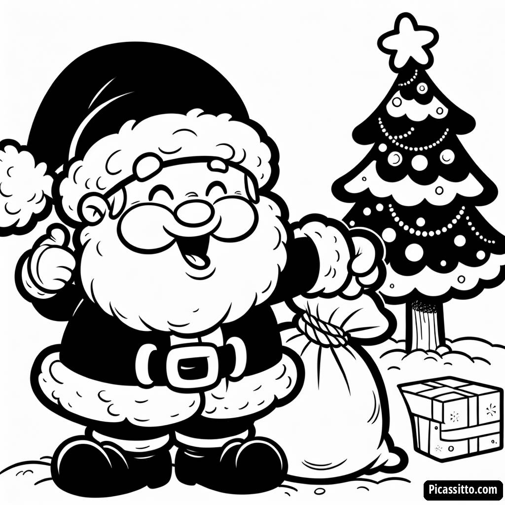 Fröhliche Weihnachtsmann Ausmalbild