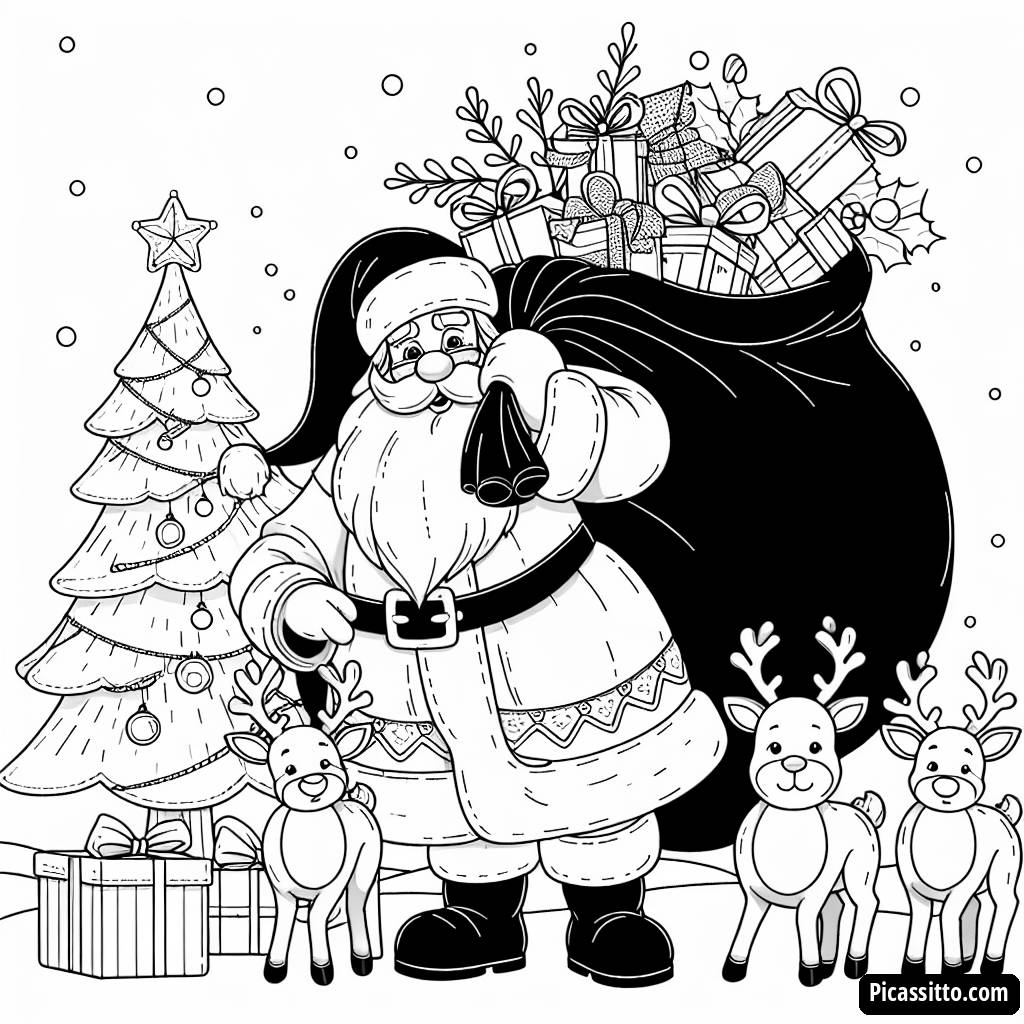 Fröhliche Weihnachtsmann Malvorlage