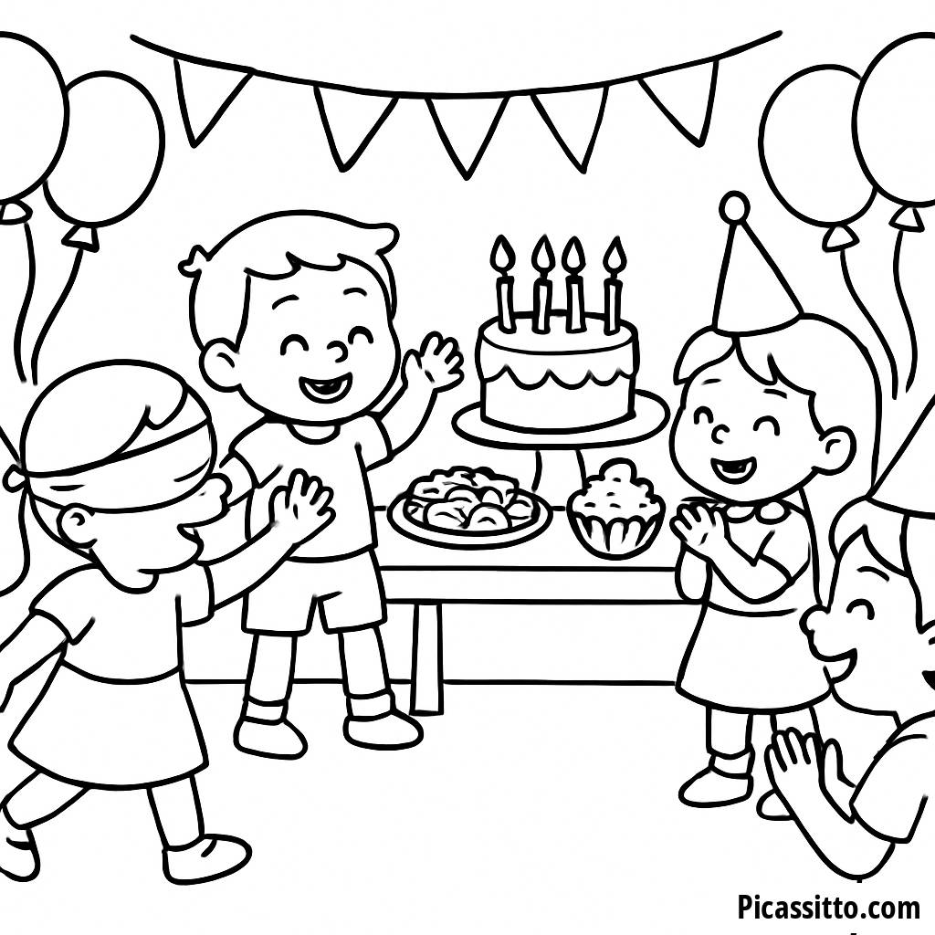 Joyful Birthday Party Coloring Page