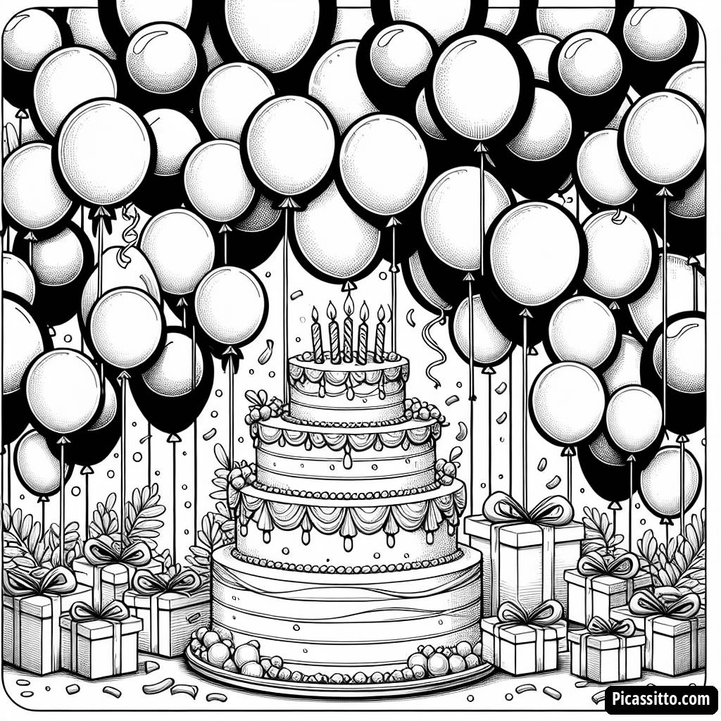 Fröhliche Geburtstagsfeier Malblatt