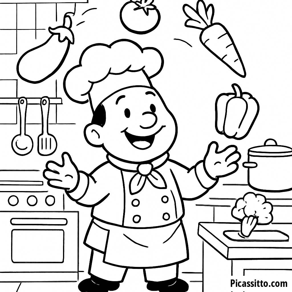 Joyful Chef Coloring Page