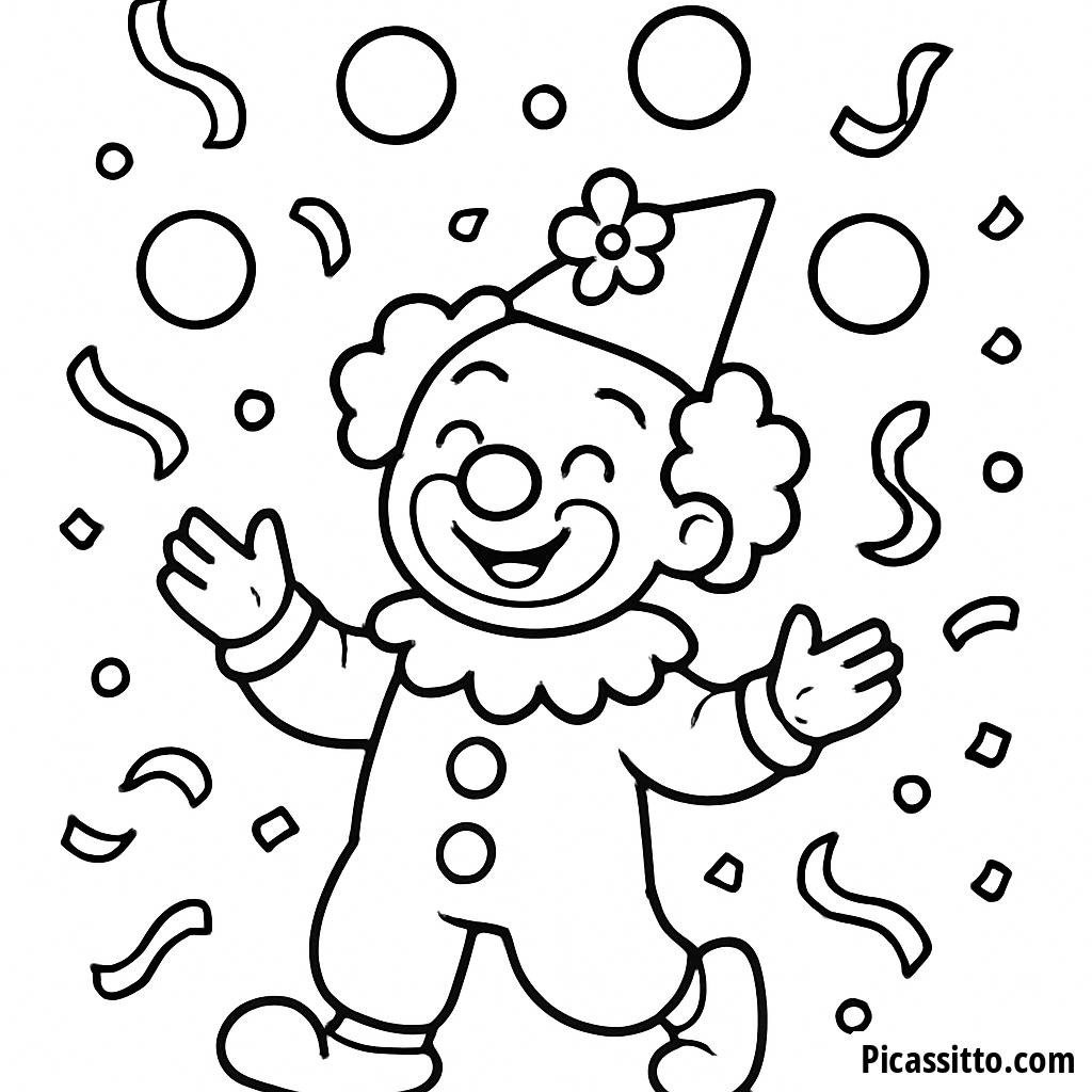 Pagina da Colorare del Clown Gioioso