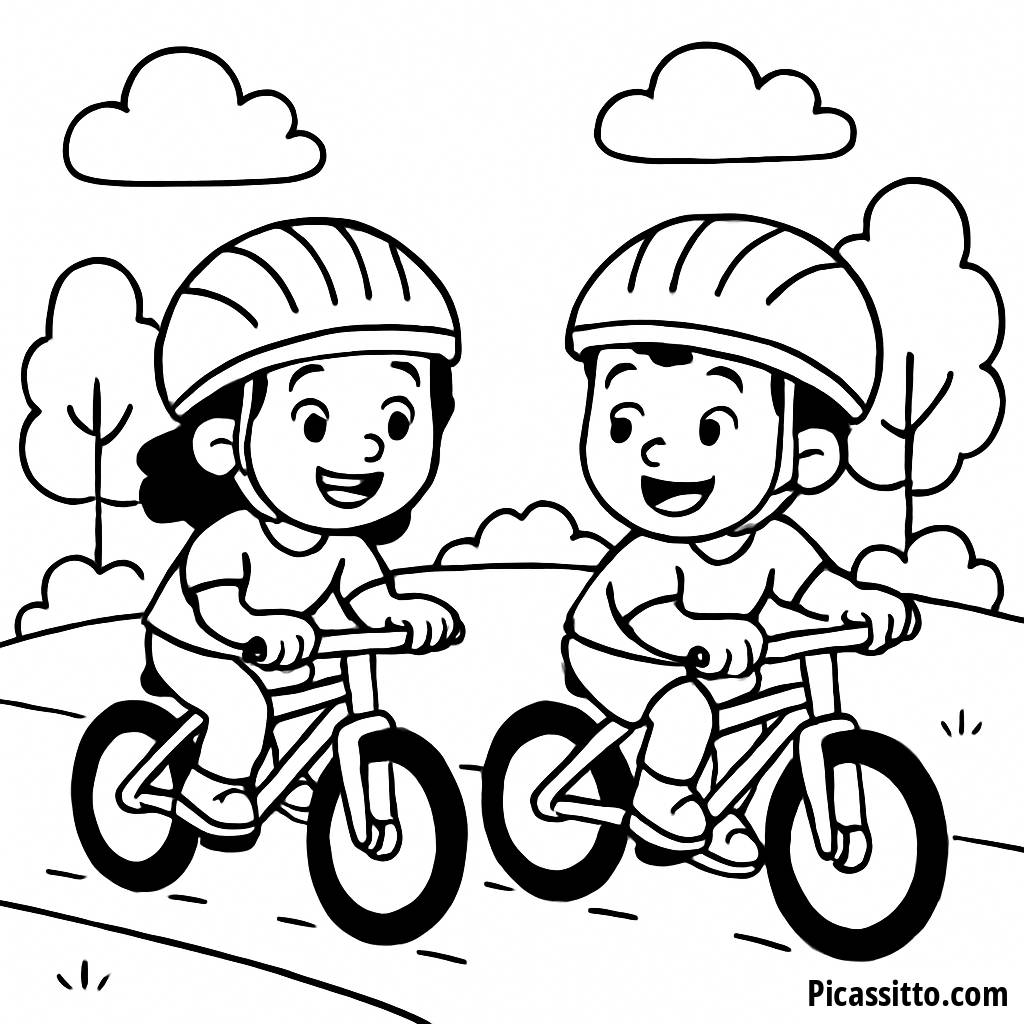 Joyful Cycling Adventure Coloring Page