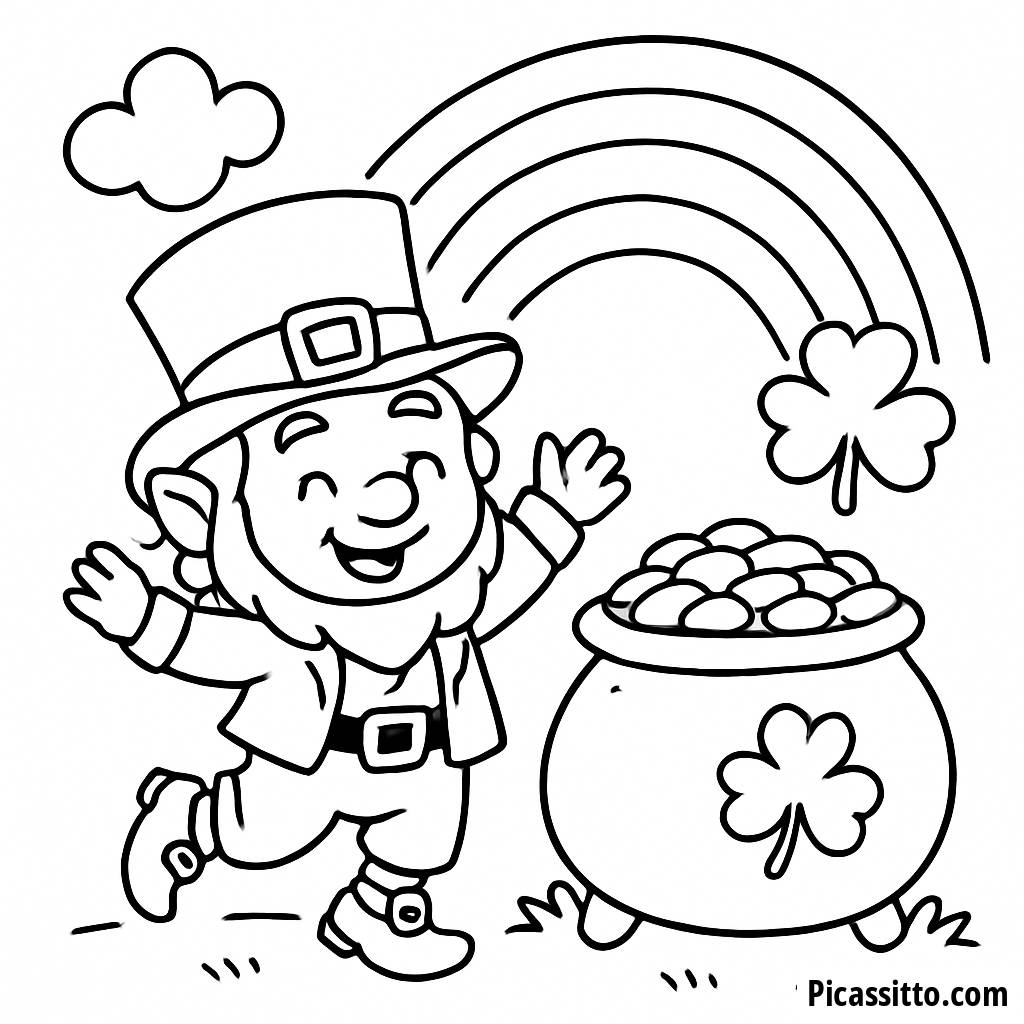 Joyful Leprechaun Coloring Page