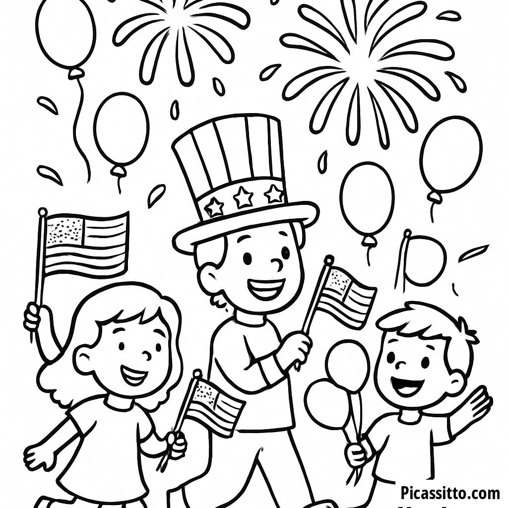 Page de Coloriage de Parade Joyeuse