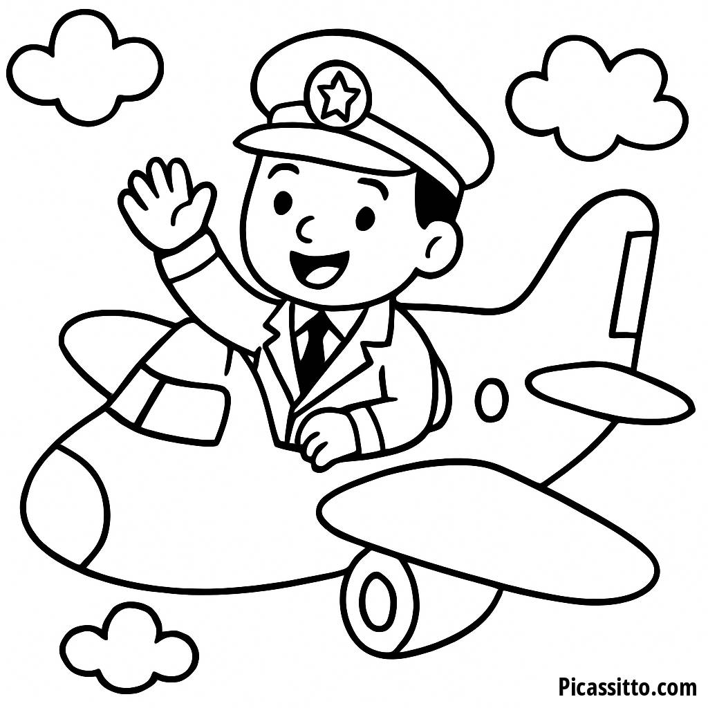 Fröhliche Pilot Malvorlage