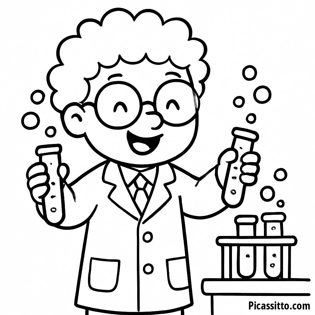 Joyful Scientist Coloring Page
