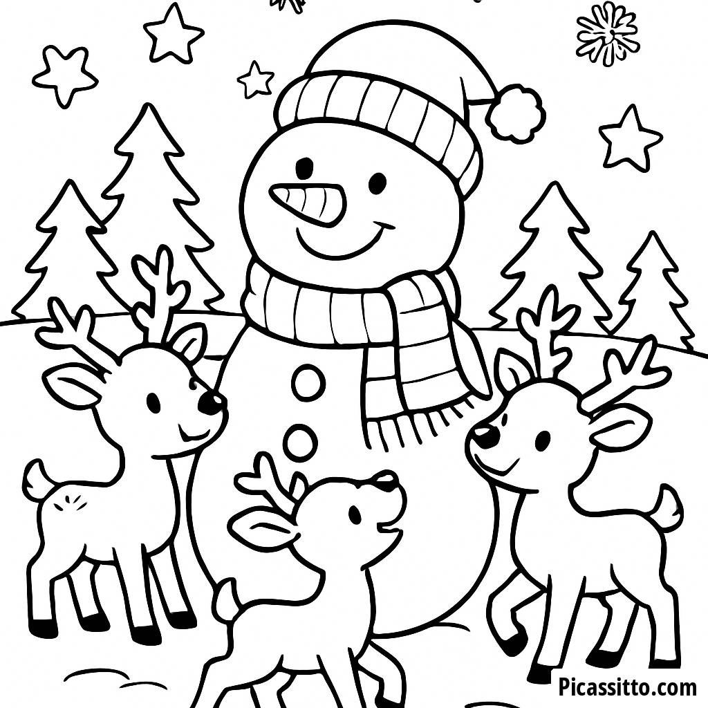 Fröhlicher Schneemann Malvorlage