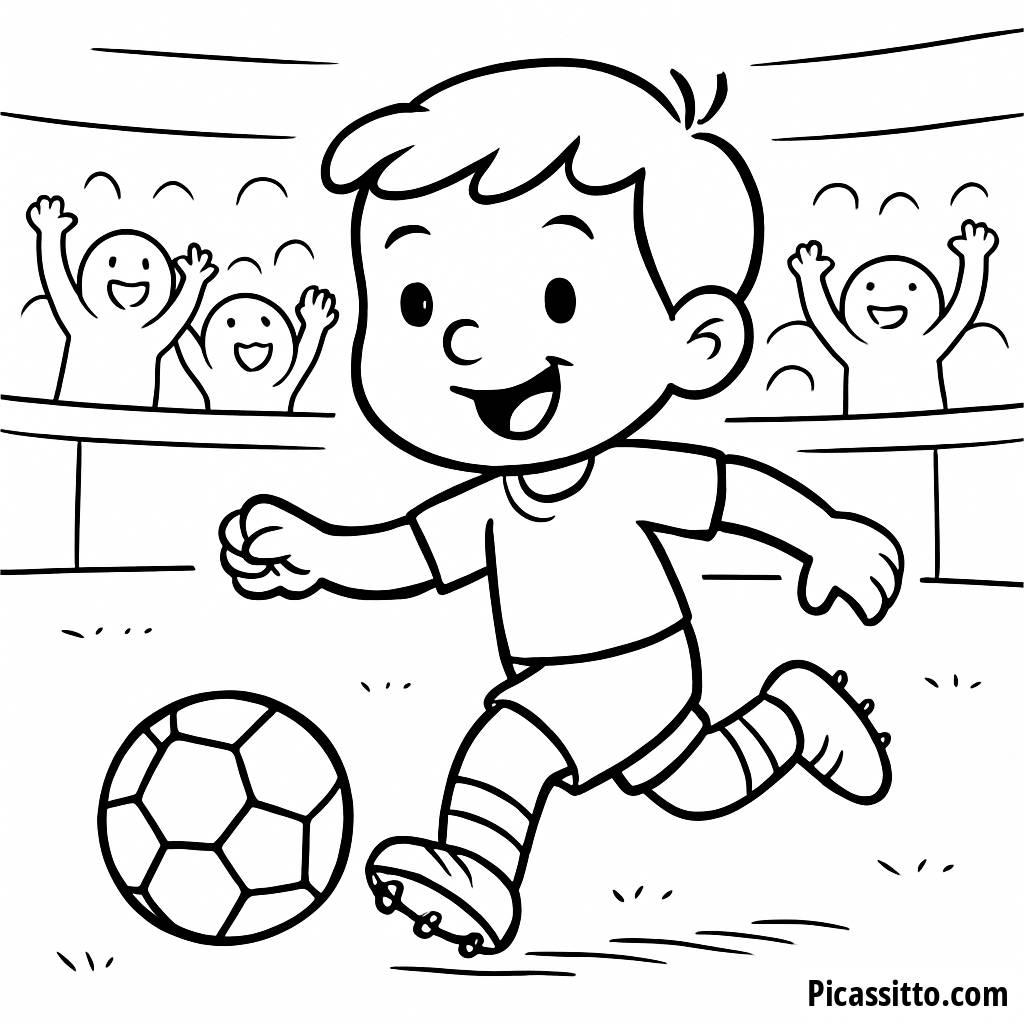 Página para Colorir de Jogador de Futebol Alegre