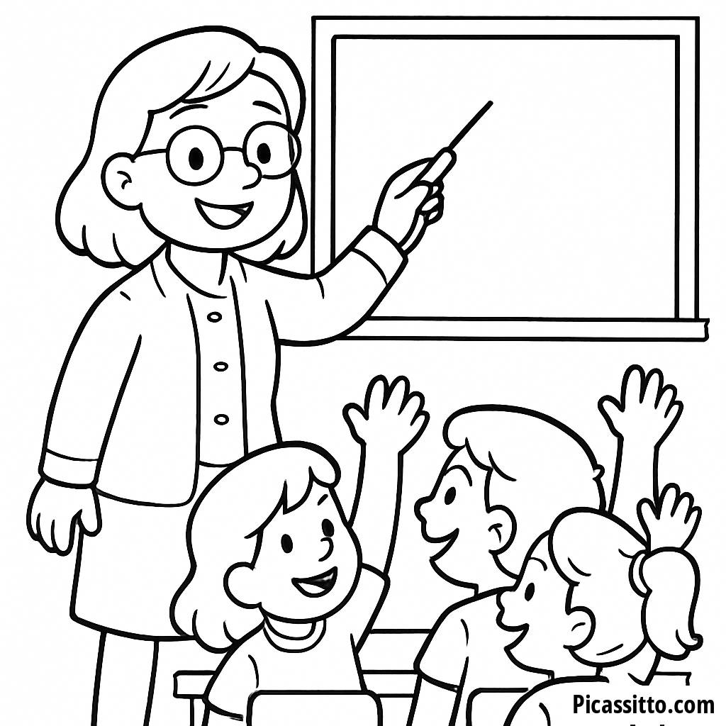 Page à Colorier d'un Enseignant Joyeux