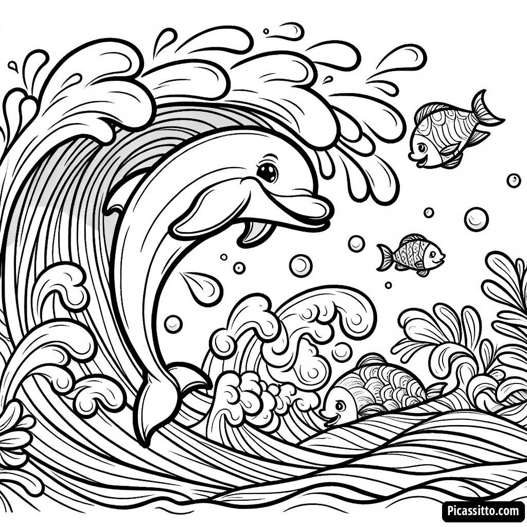 Pagina da Colorare del Delfino Saltante