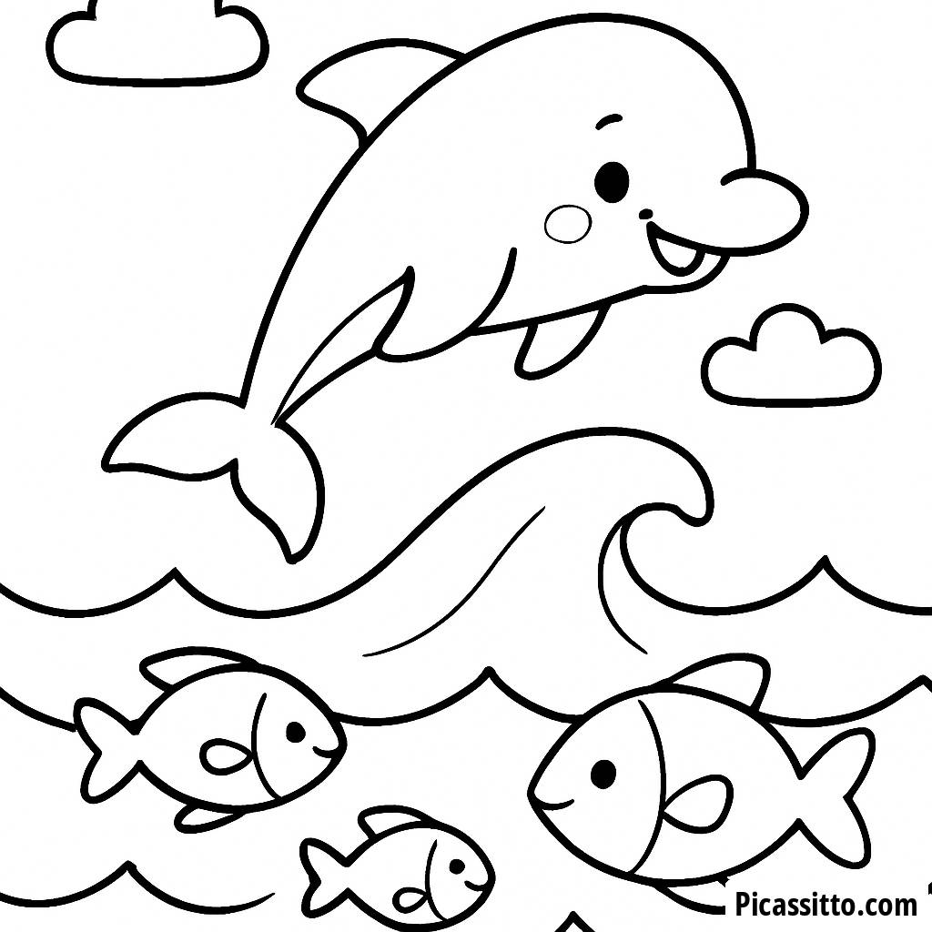 Jumping Dolphin Coloring Page