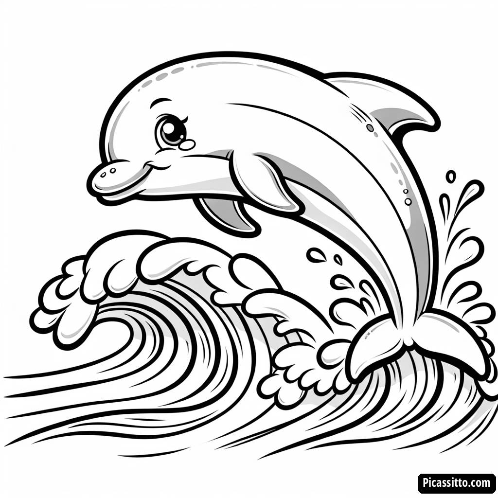 Page à Colorier de Dauphin Sautant