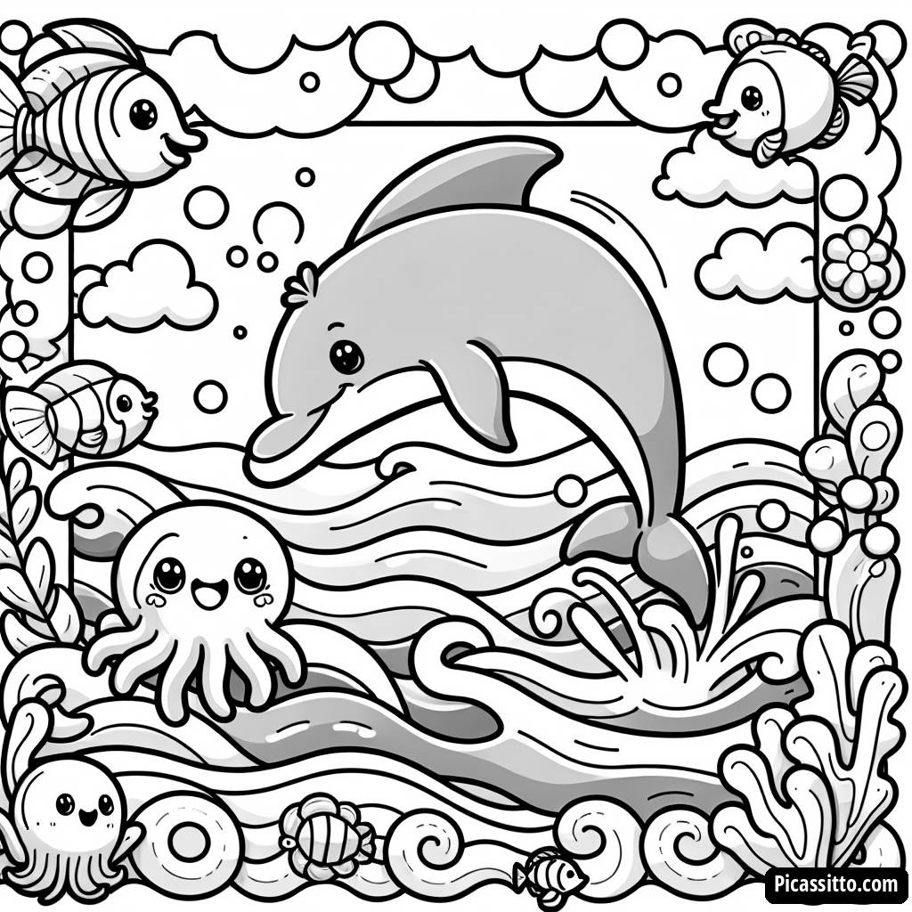 Jumping Dolphin Coloring Page