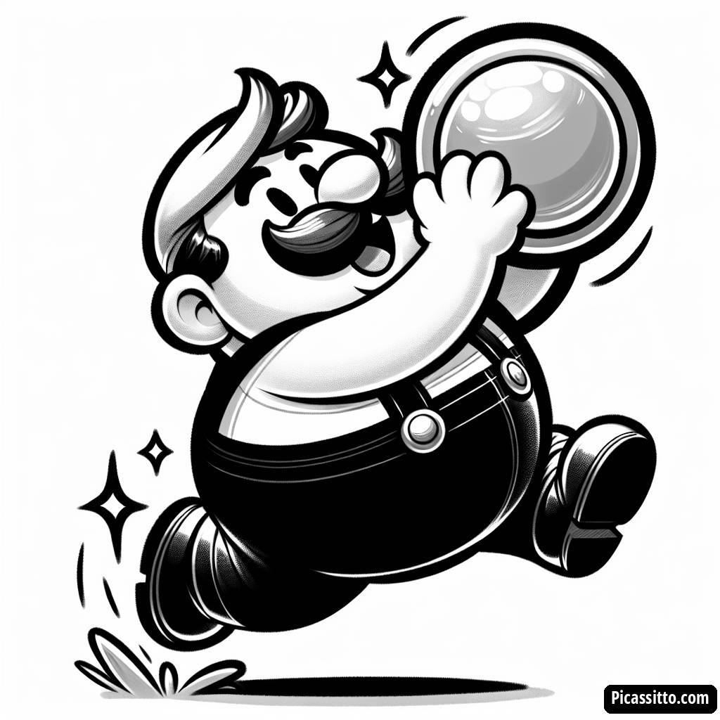 Раскраска с Марио, Прыгающим за Монетой