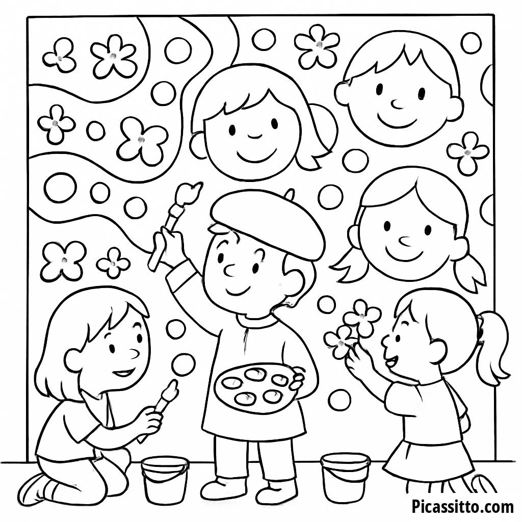 Kids Mural Painting Coloring Page