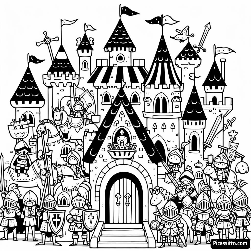 Ritter am Schloss Malvorlage