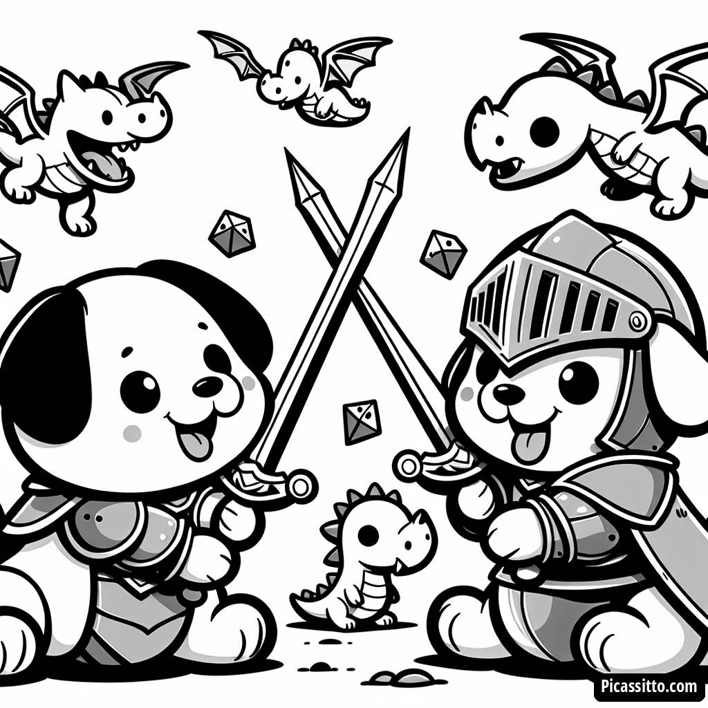 Caballeros de la Imaginación: Página para Colorear de Bluey y Bingo