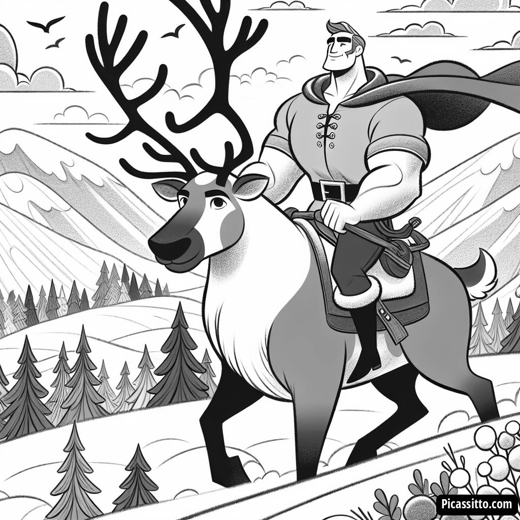 Página para Colorear de Kristoff y Sven