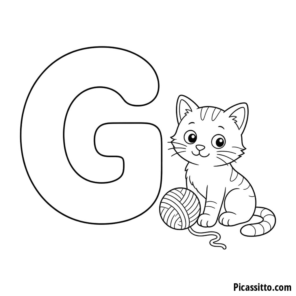 Lettera G da colorare: G come gatto