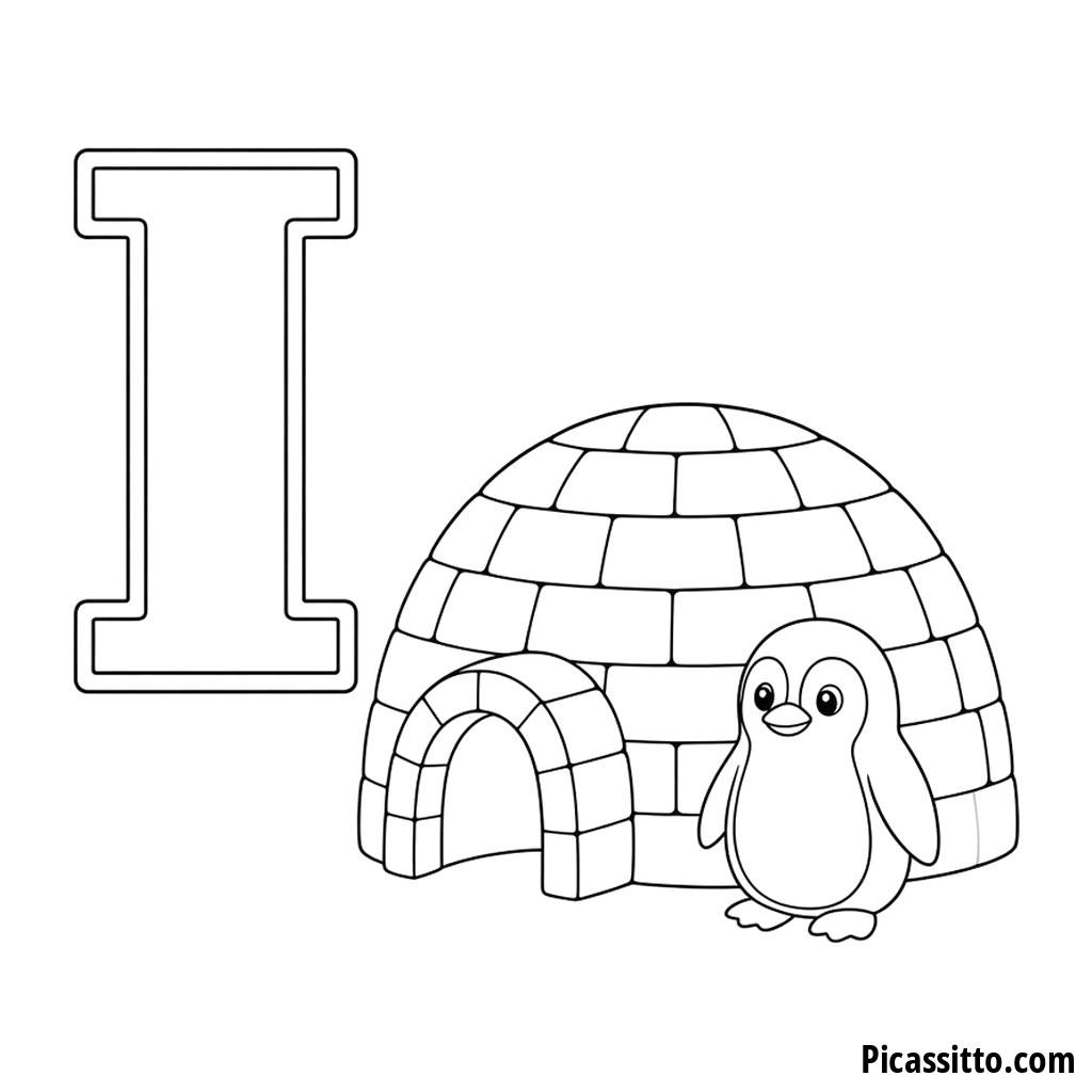 Letter I Coloring Page: I Is for Igloo