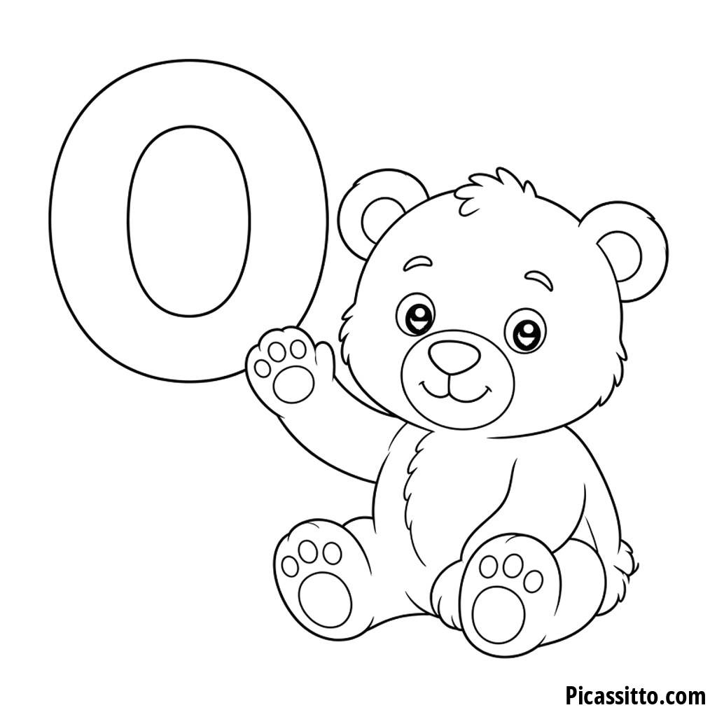 Ausmalbild Buchstabe O: O de oso (Bär)