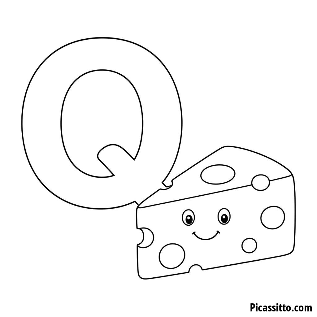 Ausmalbild Buchstabe Q: Q de queso (Käse)