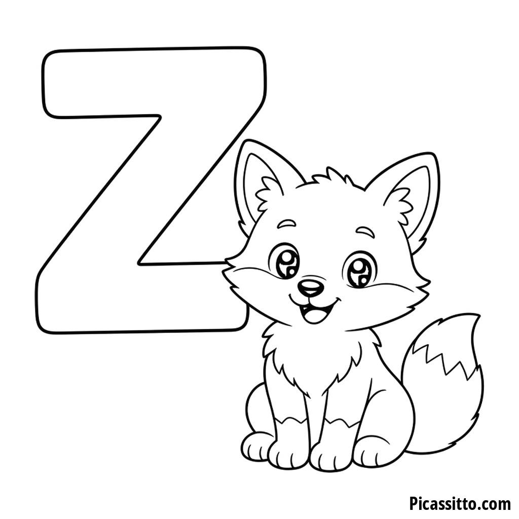 Lettera Z da colorare: Z de zorro (volpe)