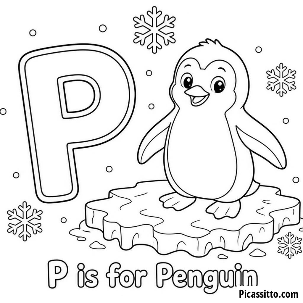 P wie Pinguin - Ausmalbild