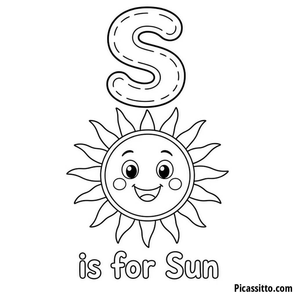 S wie Sonne - Ausmalbild