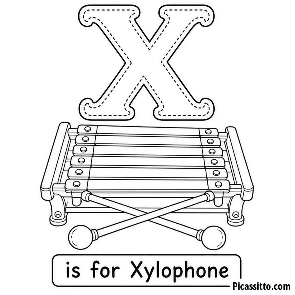 X de Xilofone - Desenho para colorir