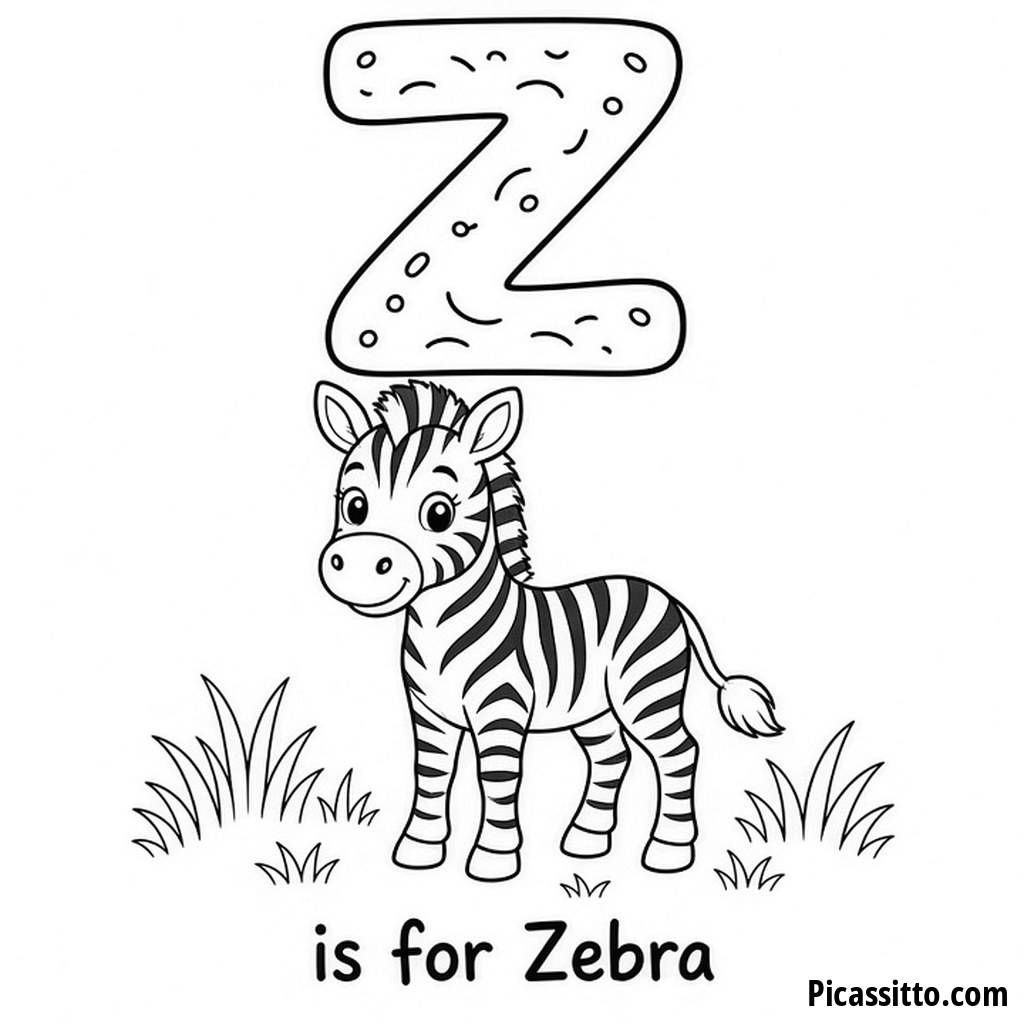 Z wie Zebra - Ausmalbild