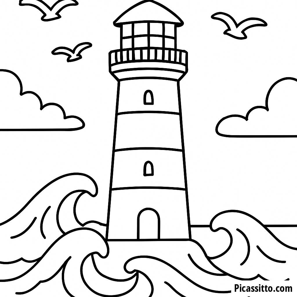 Pagina da Colorare del Faro - Illumina la Tua Giornata con i Colori!