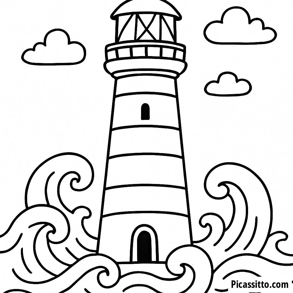 Página para Colorear de un Faro para Niños