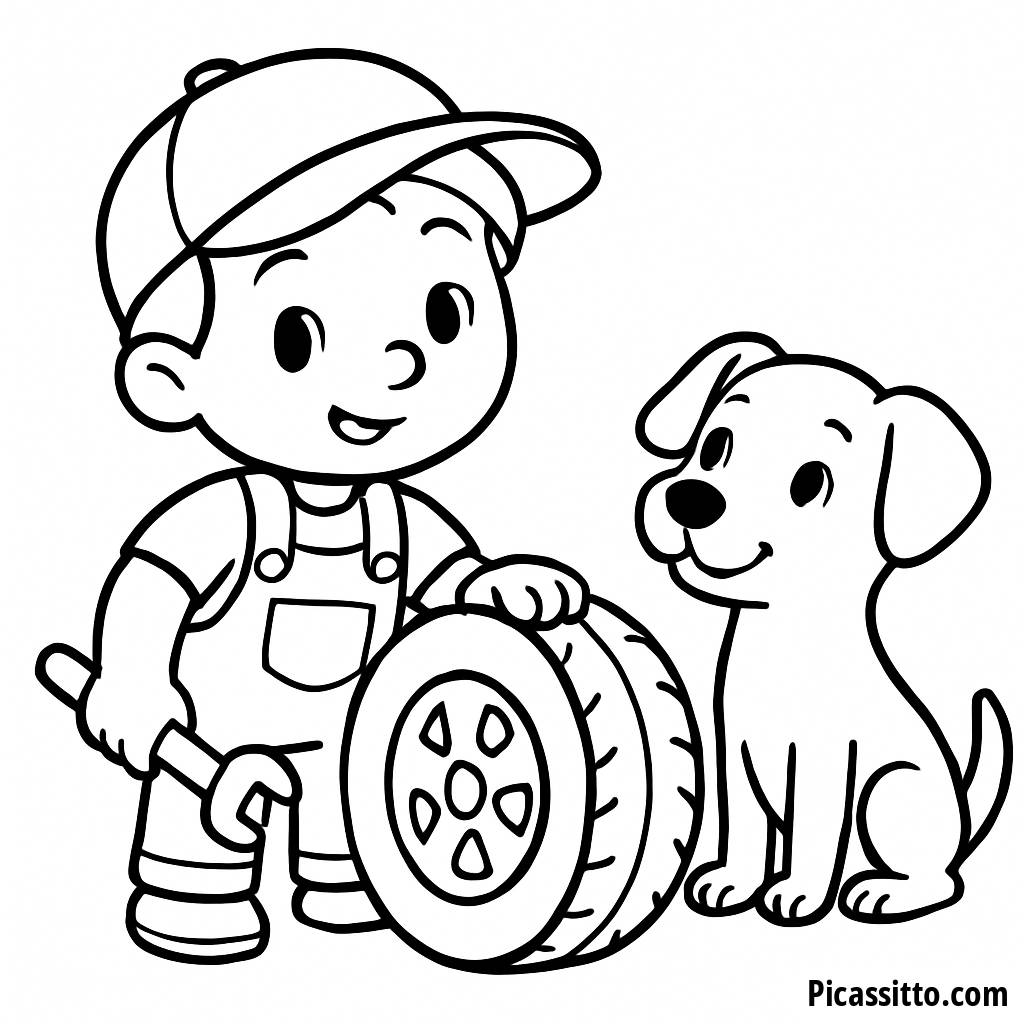 Página para Colorear del Pequeño Mecánico