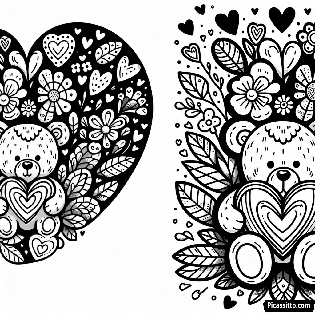 Pagina da Colorare Orsetto Amorevole