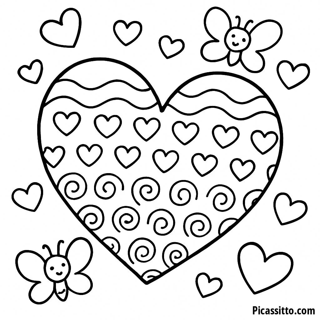 Lovely Heart Patterns Coloring Page