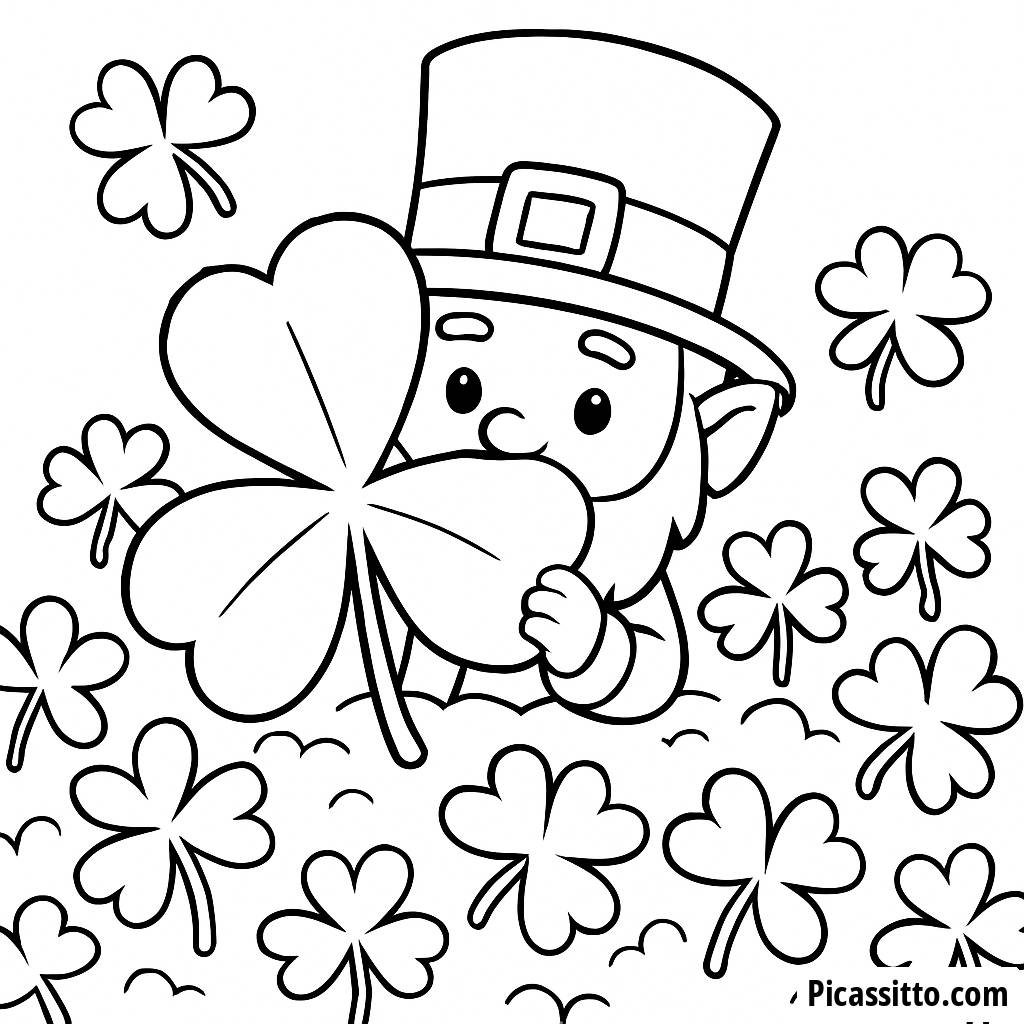 Pagina da Colorare del Leprechaun Fortunato