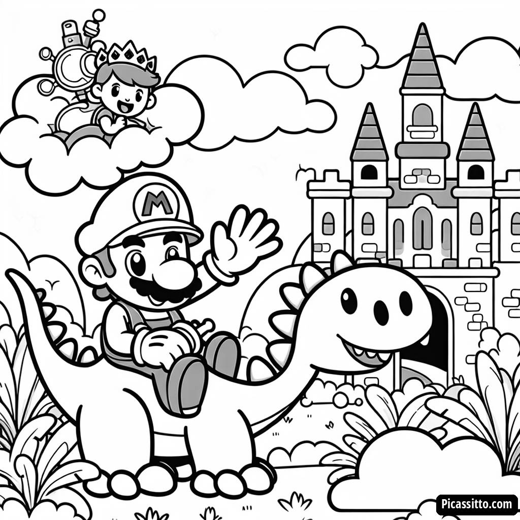 Page à Colorier de Luigi Sur Yoshi